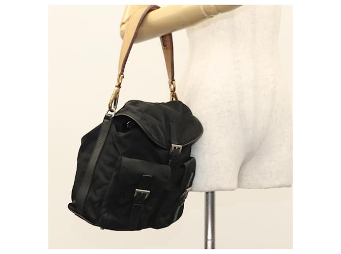 PRADA Borsa a Spalla Nylon Nero Oro Auth 123769 D'oro - vista 29