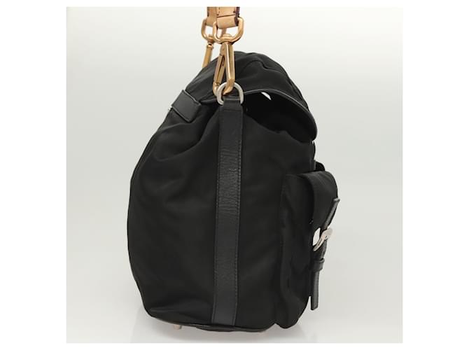 PRADA Borsa a Spalla Nylon Nero Oro Auth 123769 D'oro - vista 4