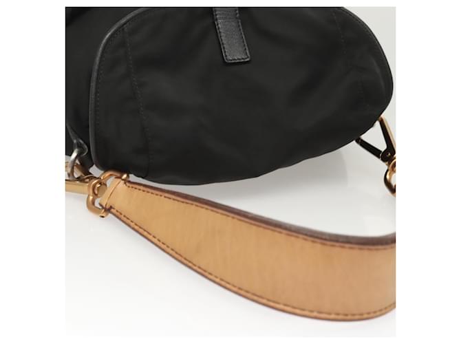 PRADA Borsa a Spalla Nylon Nero Oro Auth 123769 D'oro - vista 6