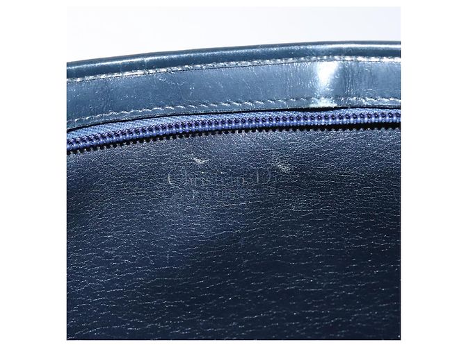 Borsa a mano in tela Trotter Christian Dior blu navy oro Auth MX415 D'oro - vista 15