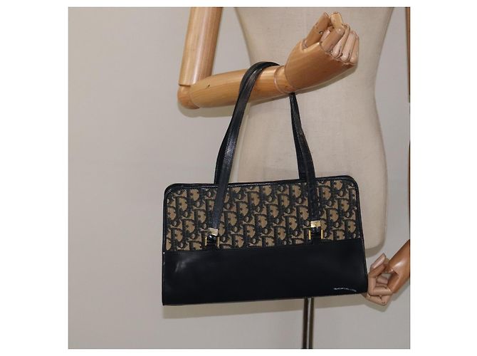 Borsa a mano in tela Trotter Christian Dior blu navy oro Auth MX415 D'oro - vista 19