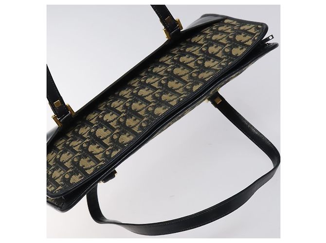 Borsa a mano in tela Trotter Christian Dior blu navy oro Auth MX415 D'oro - vista 6