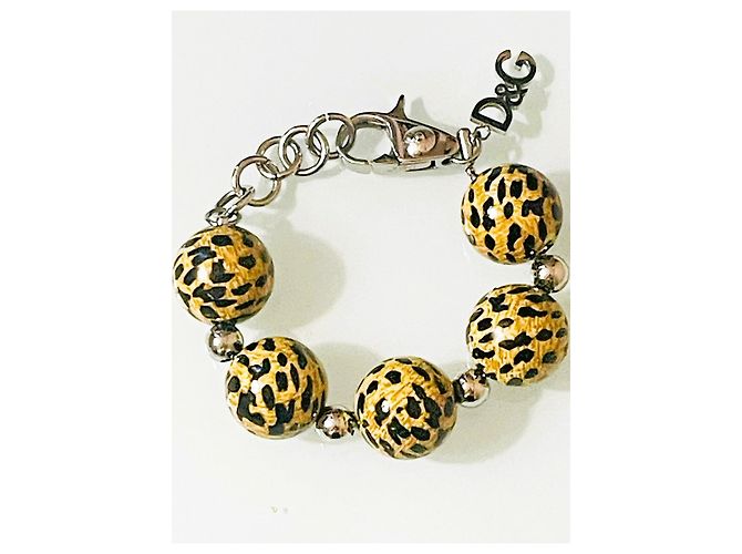 Favolosa parure DOLCE & GABBANA collana e bracciale con boule animalier Cammello - vista 5