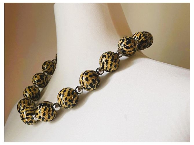 Favolosa parure DOLCE & GABBANA collana e bracciale con boule animalier Cammello - vista 8