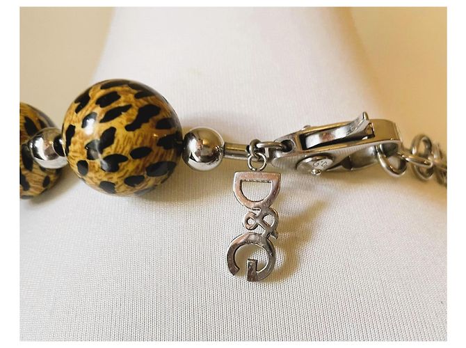 Favolosa parure DOLCE & GABBANA collana e bracciale con boule animalier Cammello - vista 9
