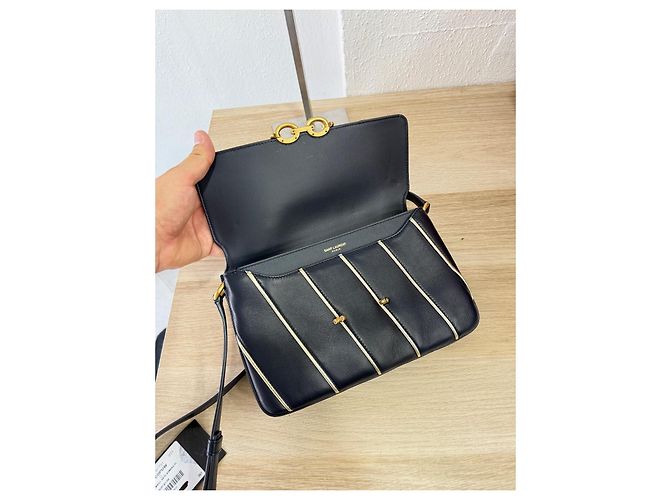 Borsa a tracolla Saint Laurent in pelle blu - vista 7