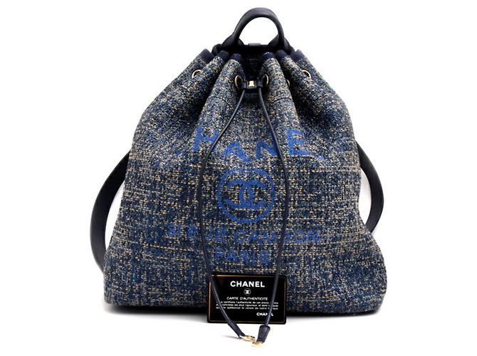 CHANEL Damen Deauville Rucksack Blau Marineblau - Ansicht 10