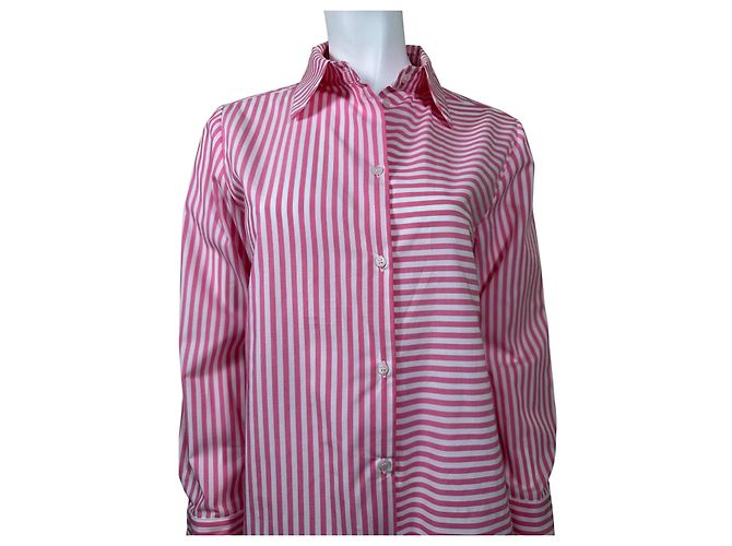 Camicia Balzac Paris in cotone a righe rosa e bianche - vista 2
