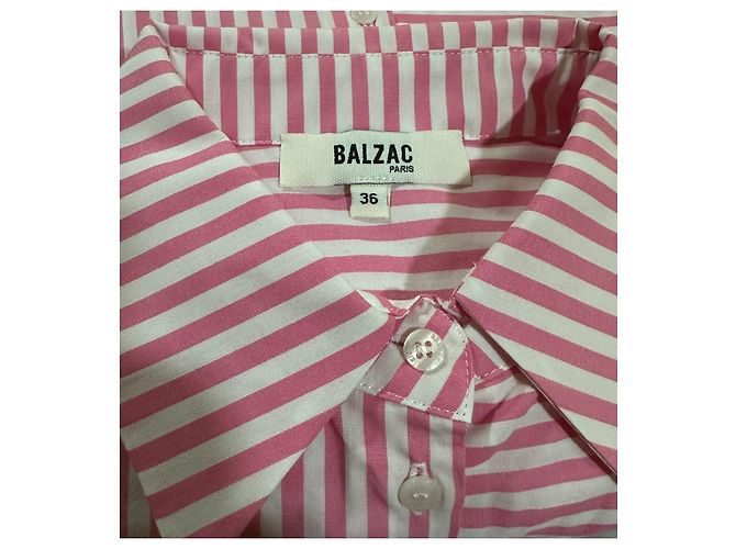 Camicia Balzac Paris in cotone a righe rosa e bianche - vista 5