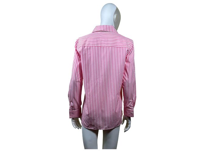 Camicia Balzac Paris in cotone a righe rosa e bianca Bianco - vista 4