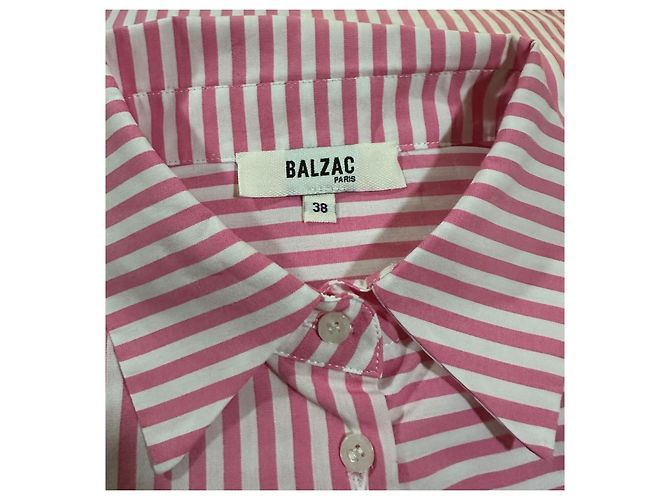 Camicia Balzac Paris in cotone a righe rosa e bianca Bianco - vista 5