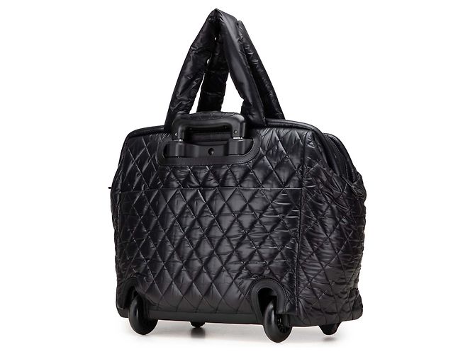 Chanel Trolley Rolling Case in nylon trapuntato nero Coco Cocoon - vista 2