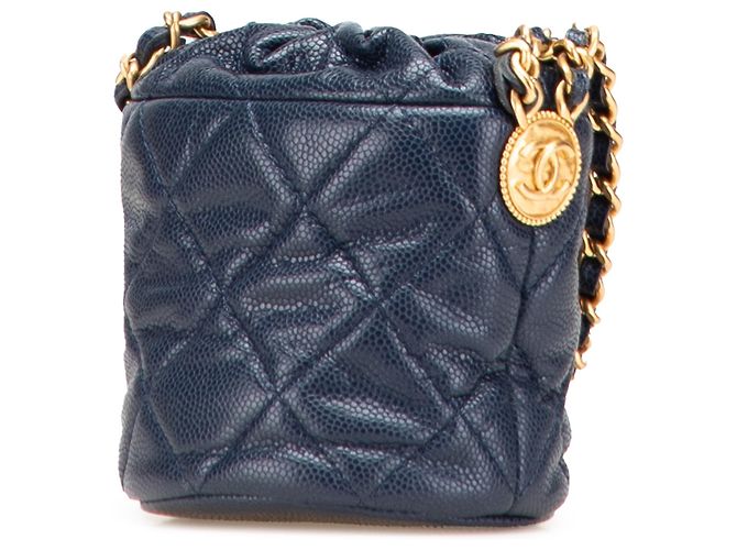 Chanel Blue Mini Quilted Caviar Medallion Charms Drawstring Bucket Bag Navy blue - view 2