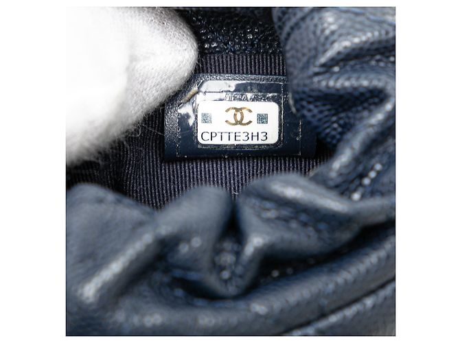 Chanel Blue Mini Quilted Caviar Medallion Charms Drawstring Bucket Bag Navy blue - view 6