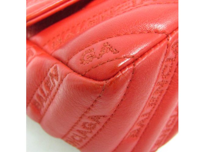 Borsa a spalla in pelle da donna Balenciaga BB Logo 501681 Rosso - vista 7
