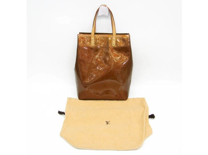 Borsa Louis Vuitton Monogram Vernis Reade MM Bronzo - vista 2