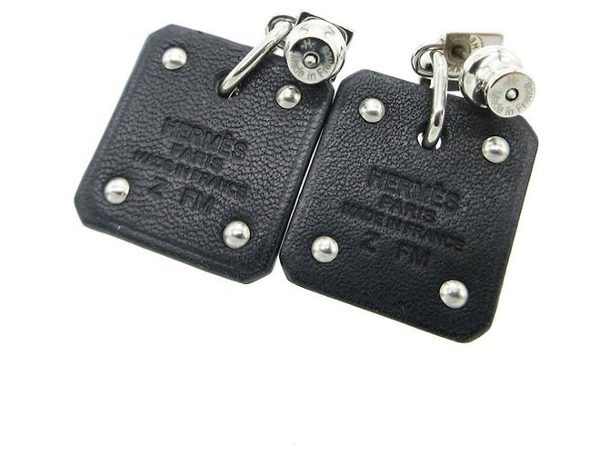 Hermès Hermes As de Coeur Heart Earrings Black Silvery - view 3