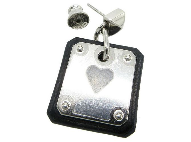 Hermès Hermes As de Coeur Heart Earrings Black Silvery - view 4
