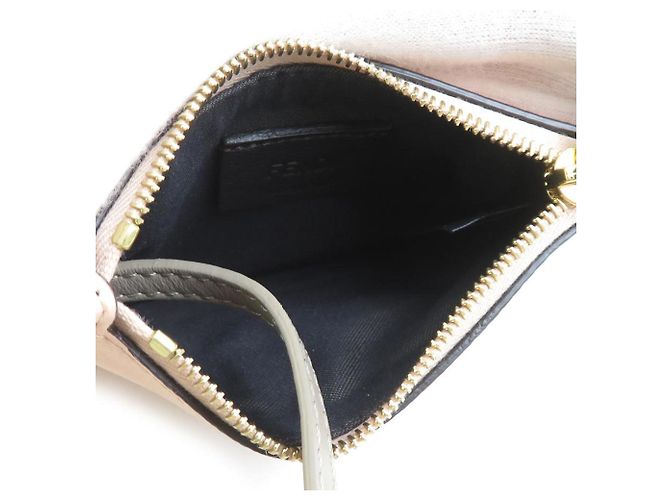 Fendi Pink Beige Leather Card Case - view 3