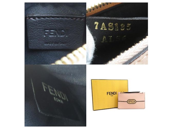 Fendi Pink Beige Leather Card Case - view 5