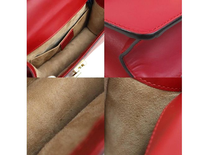 Borsa a Spalla in Pelle Gucci Sylvie Rosso - vista 3