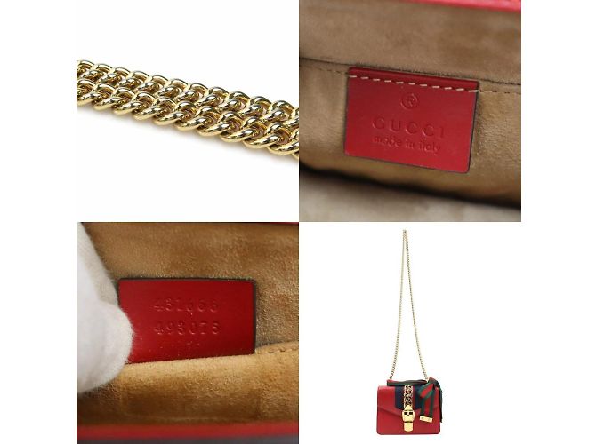 Borsa a Spalla in Pelle Gucci Sylvie Rosso - vista 5