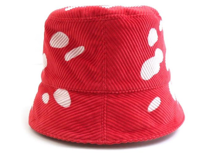 Cappello bucket in corduroy rosso e bianco Loewe - vista 3