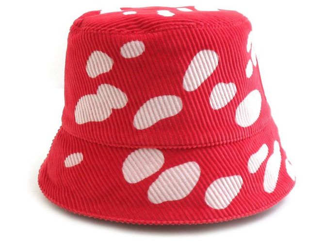 Cappello bucket in corduroy rosso e bianco Loewe - vista 4