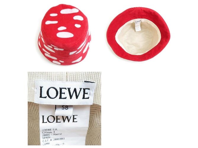 Cappello bucket in corduroy rosso e bianco Loewe - vista 5