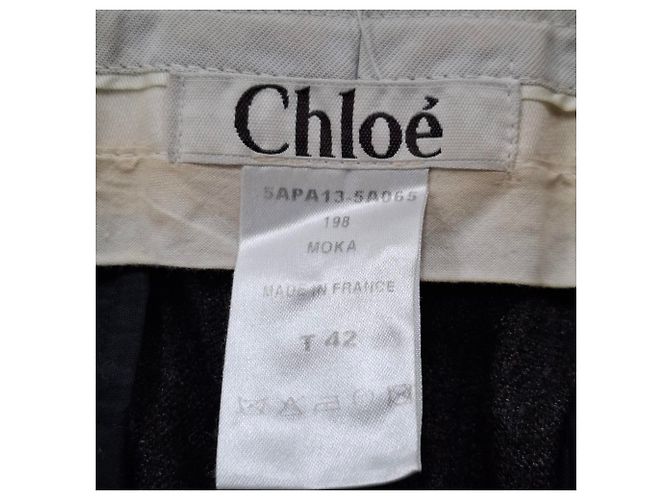 Pantalones rectos Chloé en lana gris - vista 3