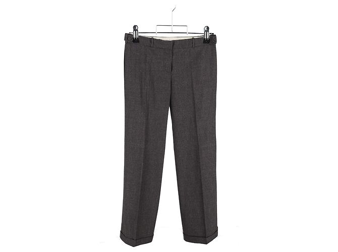 Pantalones rectos Chloé en lana gris - vista 4