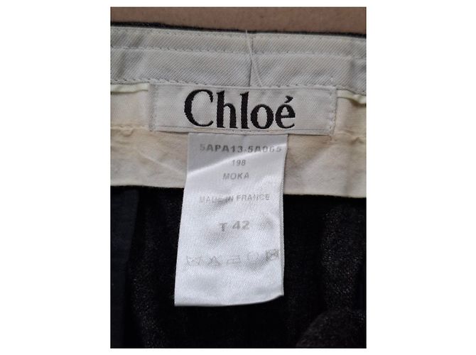 Pantalones rectos Chloé en lana gris - vista 6