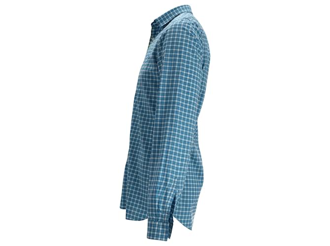 Camicia a quadri Prada in cotone blu - vista 2