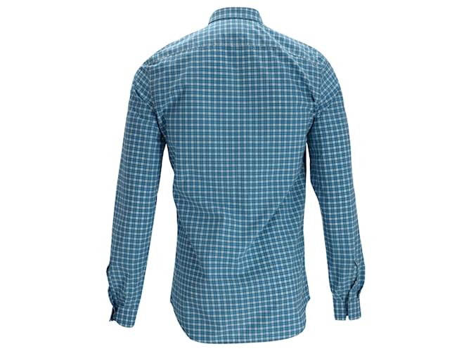 Camicia a quadri Prada in cotone blu - vista 3