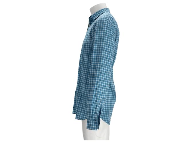 Camicia a quadri Prada in cotone blu - vista 6