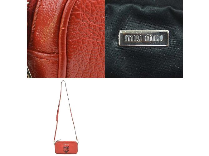 Borsa a spalla in pelle rossa Miu Miu Rosso - vista 5