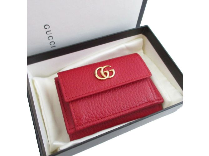 Billetera compacta Gucci GG Marmont Roja - vista 3