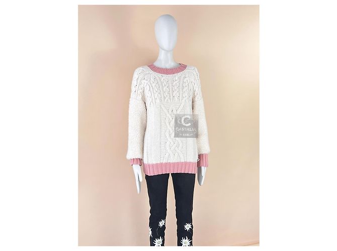 Chanel Cashmere-Pullover mit Teddyärmeln im Cara Delevingne-Stil für 5K$ Creme - Ansicht 6