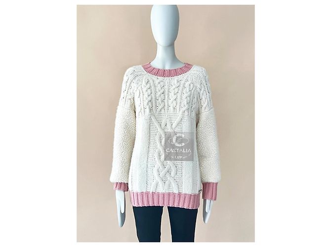 Chanel Cashmere-Pullover mit Teddyärmeln im Cara Delevingne-Stil für 5K$ Creme - Ansicht 7