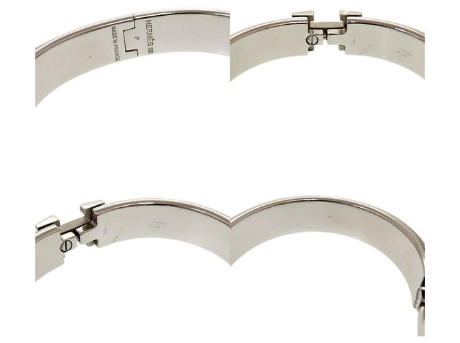 Hermès Armband Bangle Hermes Click H Clack PM Metallgrau Braun Silber - Ansicht 10