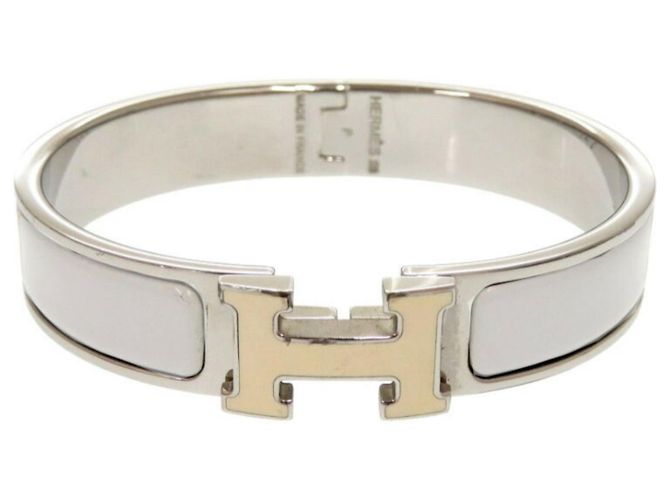 Hermès Armband Bangle Hermes Click H Clack PM Metallgrau Braun Silber - Ansicht 2