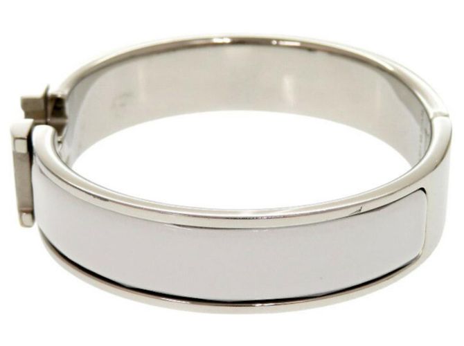 Hermès Armband Bangle Hermes Click H Clack PM Metallgrau Braun Silber - Ansicht 4