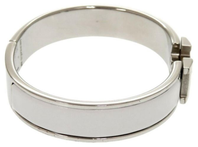 Hermès Armband Bangle Hermes Click H Clack PM Metallgrau Braun Silber - Ansicht 5
