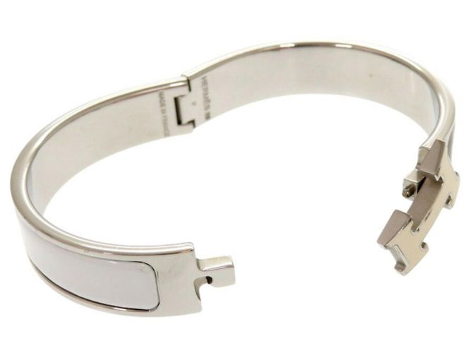 Hermès Armband Bangle Hermes Click H Clack PM Metallgrau Braun Silber - Ansicht 6
