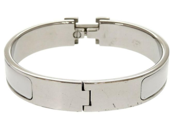 Hermès Armband Bangle Hermes Click H Clack PM Metallgrau Braun Silber - Ansicht 7