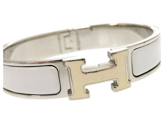 Hermès Armband Bangle Hermes Click H Clack PM Metallgrau Braun Silber - Ansicht 8