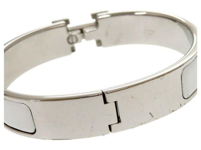Hermès Armband Bangle Hermes Click H Clack PM Metallgrau Braun Silber - Ansicht 9