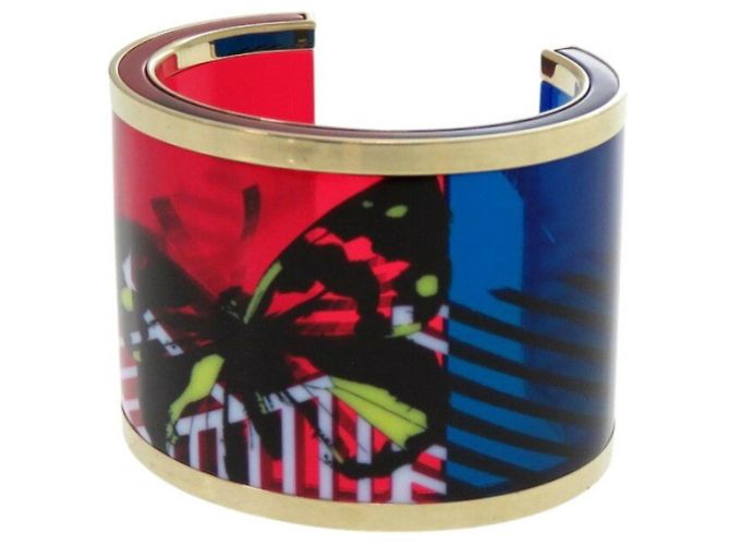 Bracciale a farfalla scheletro D-Jungle Pop di Christian Dior Rosso Blu D'oro - vista 2