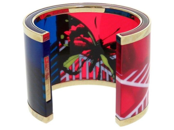 Bracciale a farfalla scheletro D-Jungle Pop di Christian Dior Rosso Blu D'oro - vista 4