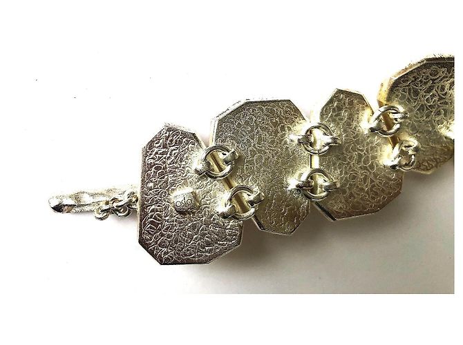 Autre Marque bracciale in pietra gialla traslucida Silver hardware - vista 4